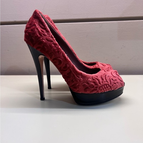 Red Peep Toe Heels - Picture 13 of 14